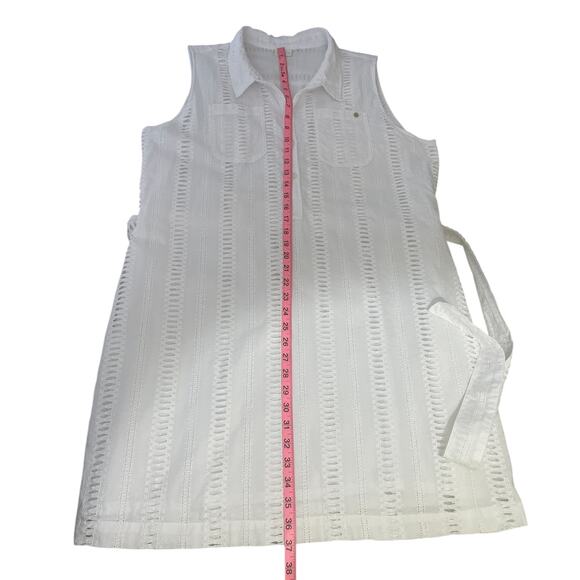 Spartina 449 Eliza Eyelet Sleeveless Shirt Dress Size Large Timeless - Picture 11 of 13